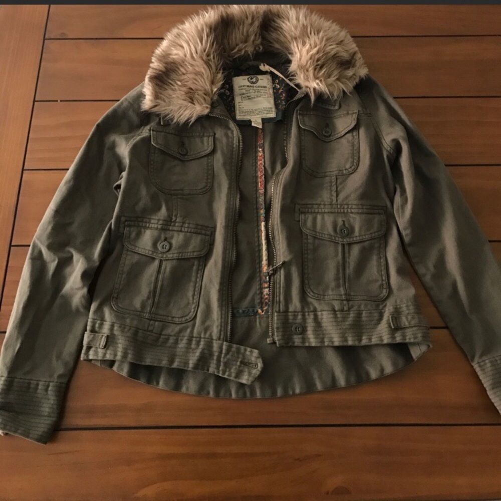Lucky Faux Fur Collared Jacket NWOT - Picture 4 of 8